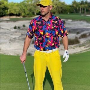 HRESKI Golf Pants – Yellow 624 Mens Size 32 x 30 Quick Dry Performance Waist